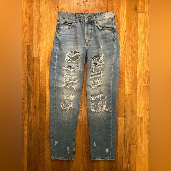 H&M &Denim Ripped Low-Rise Boyfriend Jeans (Size 2) - Picture 5 of 14
